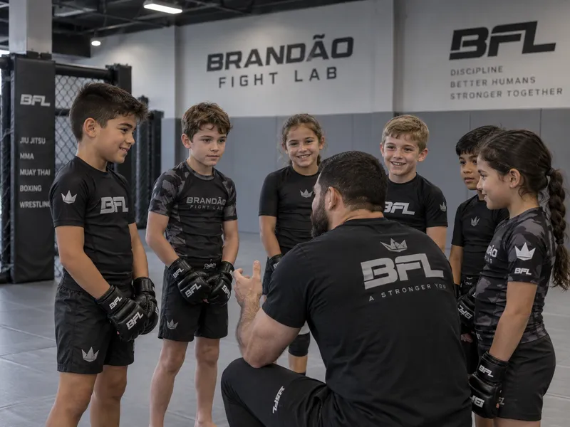 Children gathered around a coach for instruction